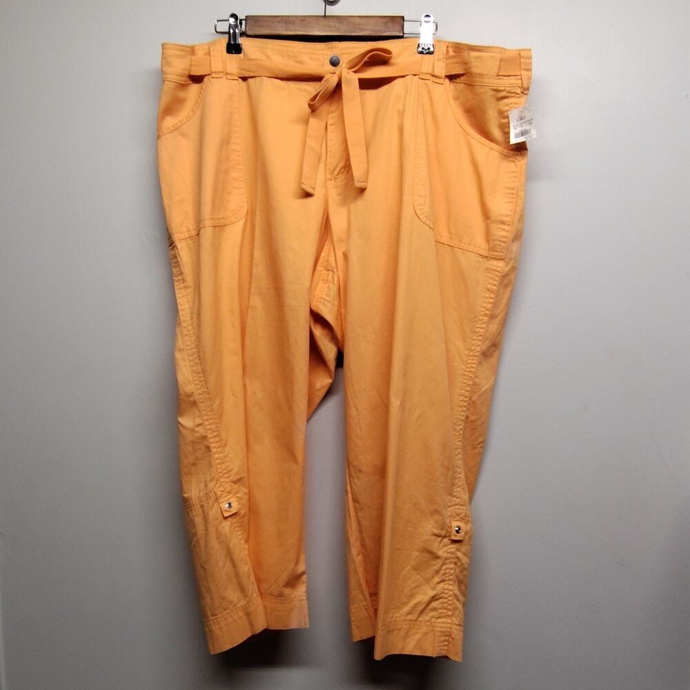 Cato Capri Cropped Pants Women Size 22W Orange Colorful Spring Casual New